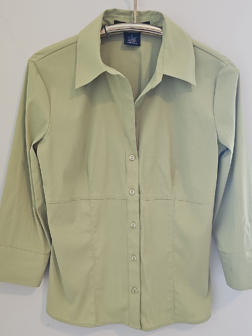 Scott Taylor‎ Sage Green Button Down Shirt Womens Size M Y2K Professional